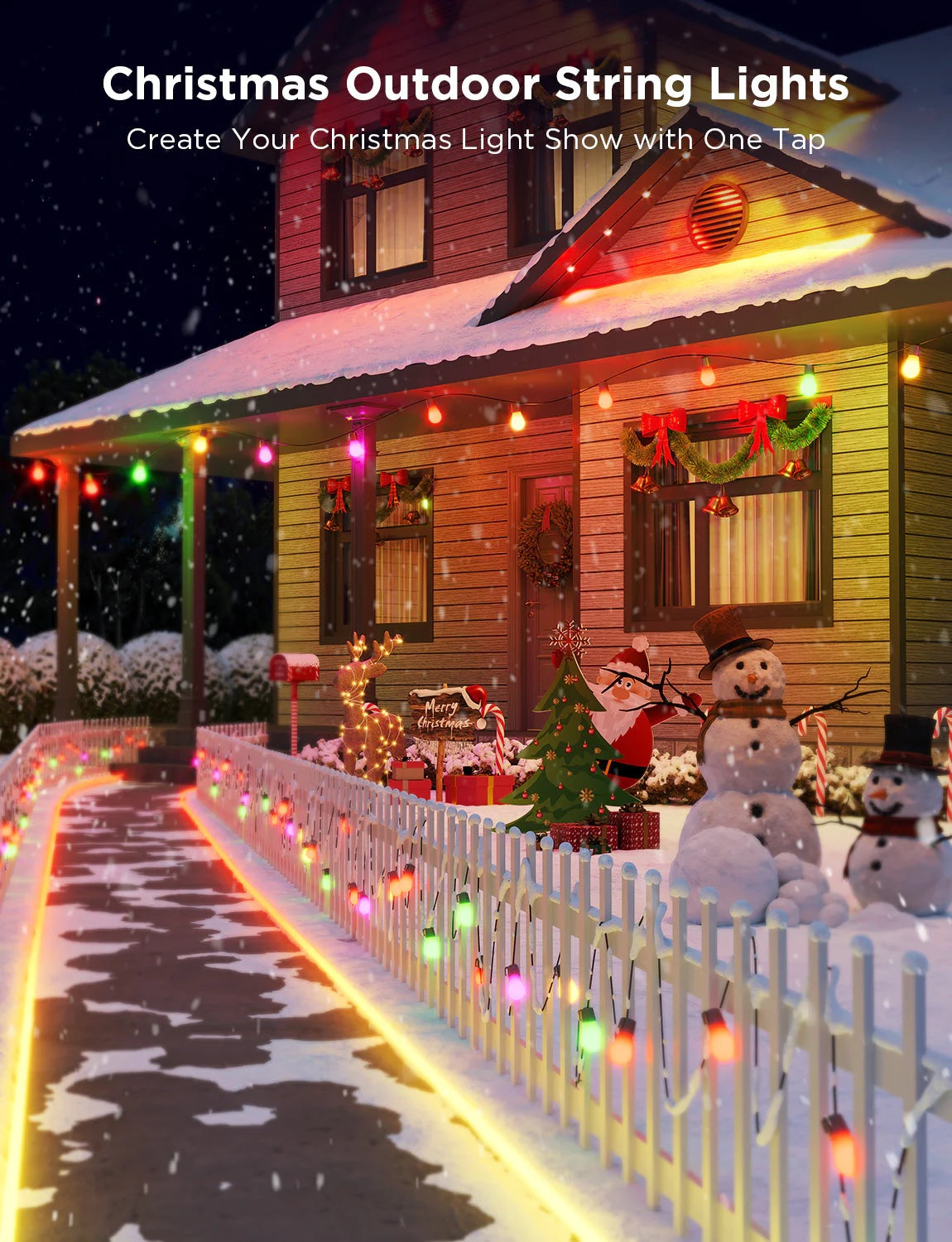 Govee RGBIC Warm White Wi-Fi & Bluetooth Smart Outdoor String Lights (15m)