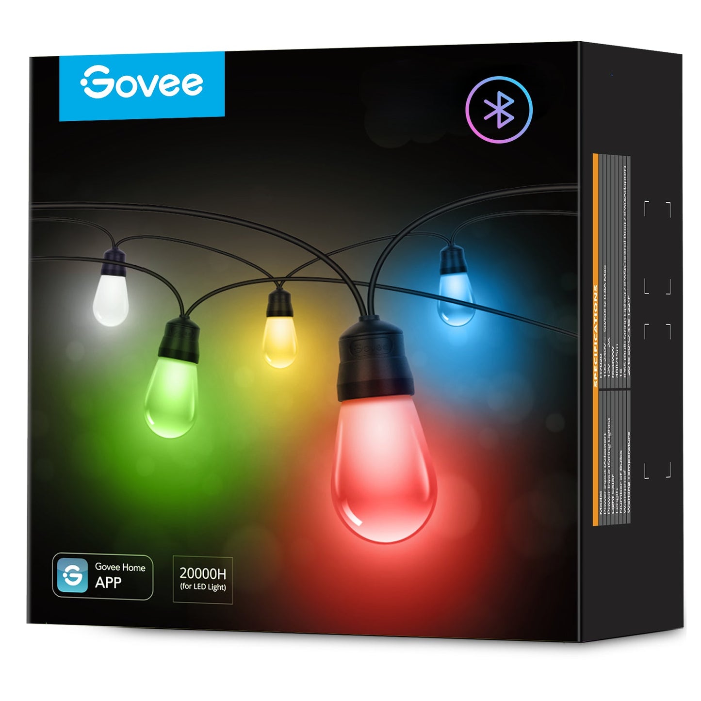 Govee RGBIC Warm White Wi-Fi & Bluetooth Smart Outdoor String Lights (15m)