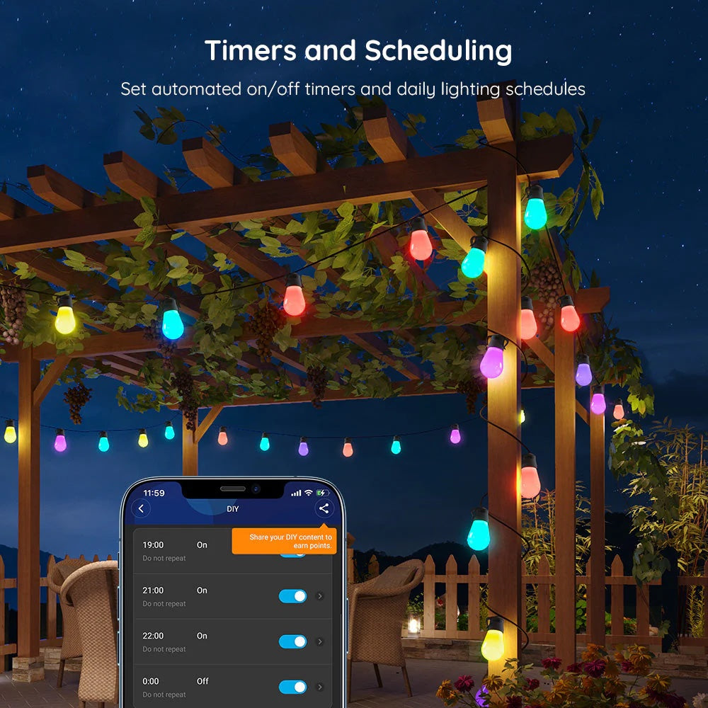 Govee RGBIC Warm White Wi-Fi & Bluetooth Smart Outdoor String Lights (15m)