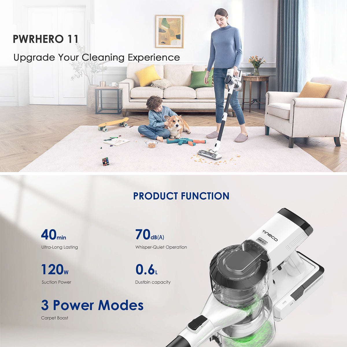 Tineco PWRHERO 11 Snap - Cordless Vacuum & Handvac Stick, 40 Min, 120W - UNBOXED DEAL